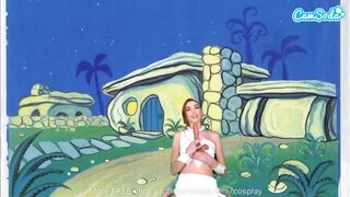 Cuki tini wilma flintstone cosplayben masturbál és leszopja a óriási fazsat